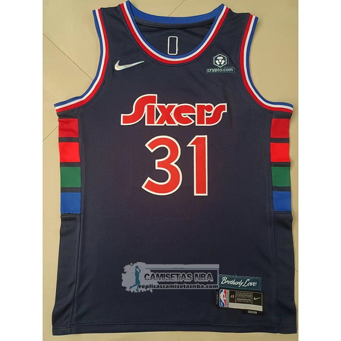 Camiseta Philadelphia 76ers Ben Paul Millsap NO 31 Ciudad 2021-22 Azul